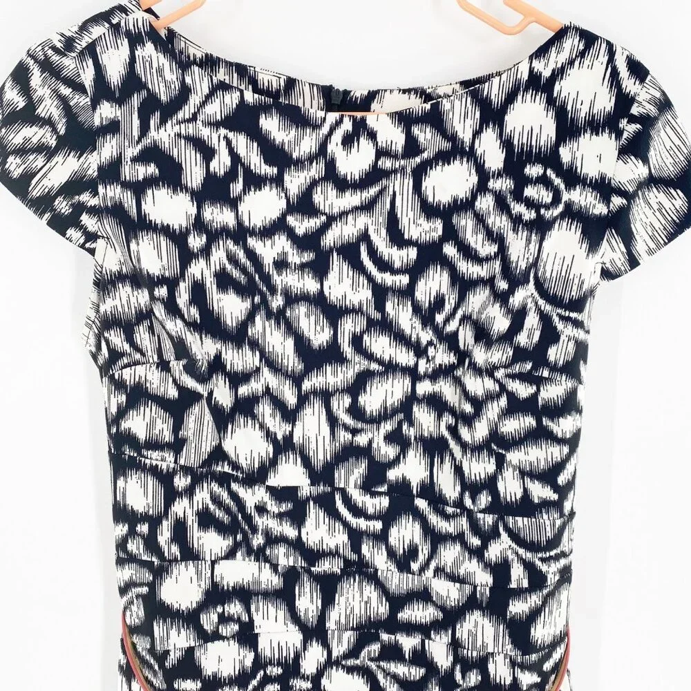 ALYX dress Black & White Pattern Belted Sheath Dress Zippered Back Size 10 - Picture 3 of 7